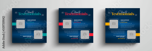 Client testimonials or customer feedback social media post web banner template