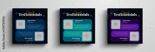Client testimonials or customer feedback social media post web banner template