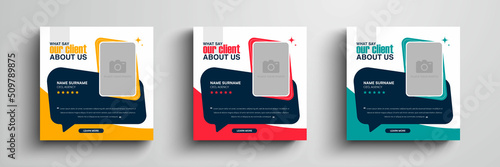 Client testimonials or customer feedback social media post web banner template