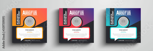 Client testimonials or customer feedback social media post web banner template