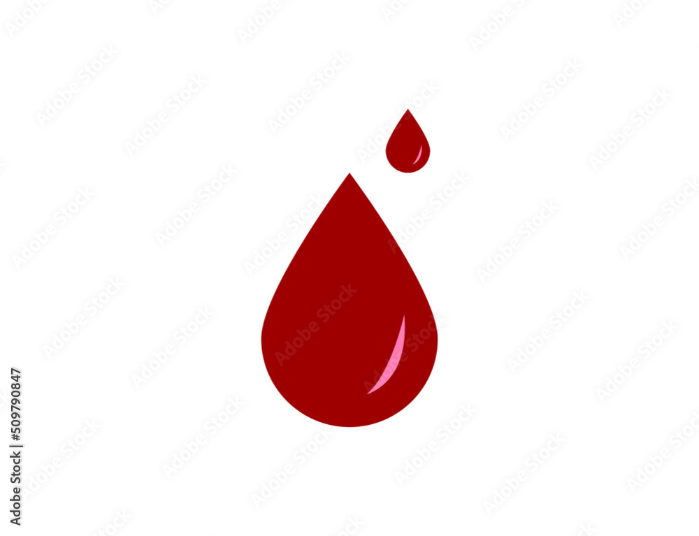 Fototapeta premium Red blood drop, icon in flat design. Vector illustration. The concept of donating blood.