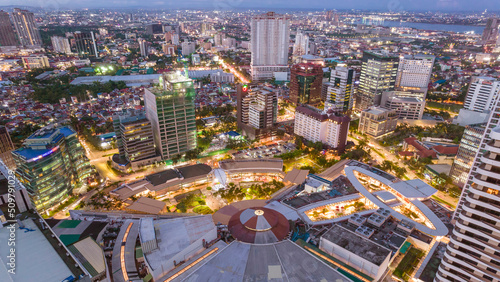 Canvas Print Cebu City, Philippines - Evening Aerial of Cebu Business Park and Ayala Center Cebu
