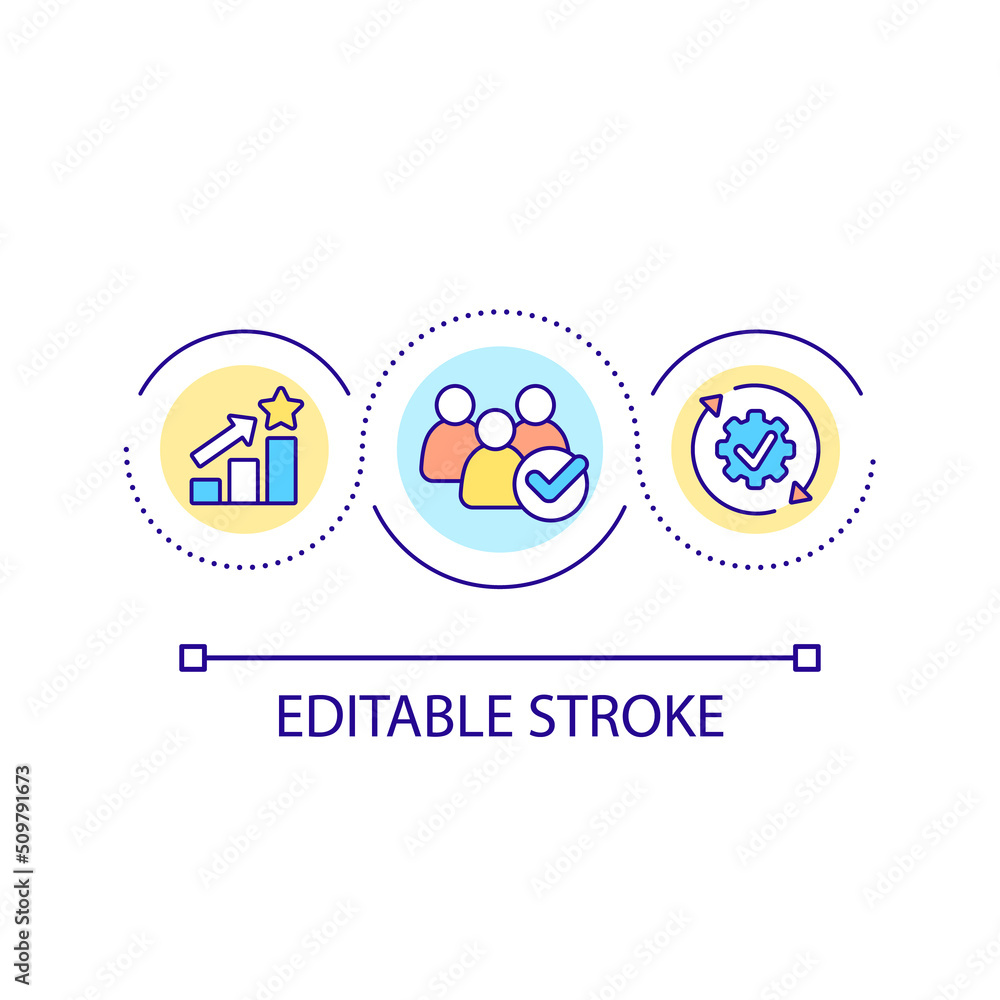 Improve service accessibility for users loop concept icon. Service development and growth abstract idea thin line illustration. Isolated outline drawing. Editable stroke. Arial font used Improve service accessibility for users loop concept icon. Service development and growth abstract idea thin line illustration. Isolated outline drawing. Editable stroke. Arial font used
