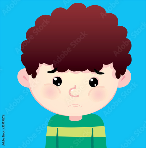 curly-haired boy who is visibly sad and disappointed