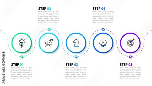 Wallpaper Mural Infographic template. Timeline with 5 colored circles Torontodigital.ca
