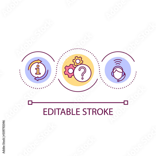 Customer support loop concept icon. Mobility services. Call center. Data transmission issues abstract idea thin line illustration. Isolated outline drawing. Editable stroke. Arial font used