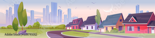 scene of a village with some buildings in the back background illustrated