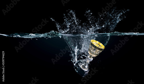 Fotografia Trophey cup in water . Mixed media
