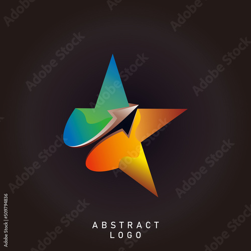 Arrow inside star logo illustration. 