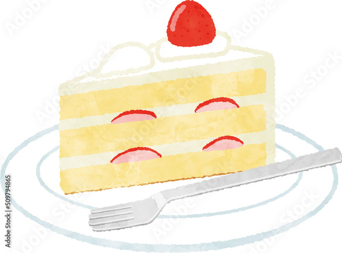 苺のショートケーキのイラスト