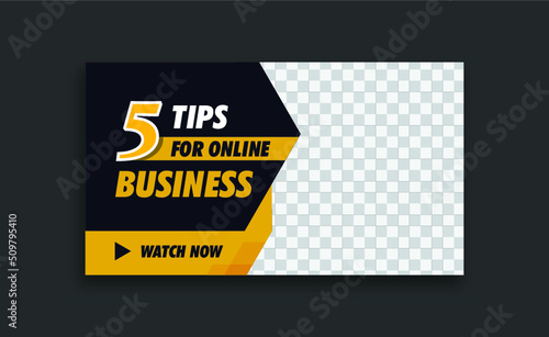 online business idea attractive youtube thumbnail vector graphic creative template design for video marketing agency