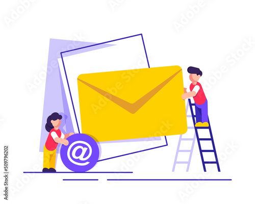 Email and messaging,Email marketing campaign,flat design icon vector illustration