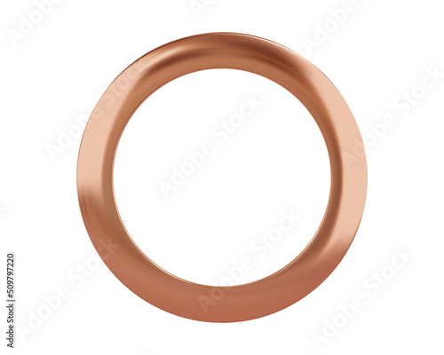 Brass metal grommet ring for paper, card, tag, sticker or hanger. Banner steel or chrome circle isolated realistic eyelet on white background. Vector illustration