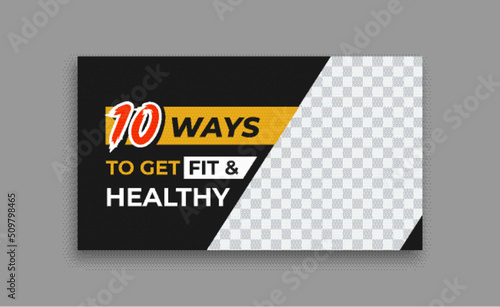 health and fitness modern youtube thumbnail attractive design vector Creative video template for video marketing
