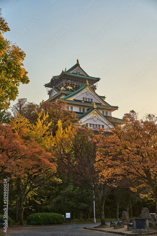 Osaka Castle Park at Autumn Sunset Osaka Castle Park at Autumn Sunset