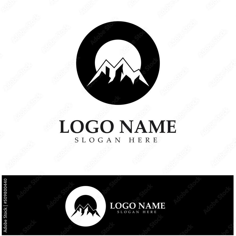 Fototapeta premium Sun Mountain Logo Icon Design – stock illustration
