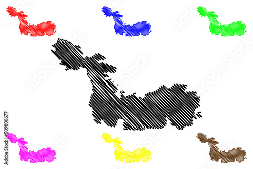 Devon island (Canada, Nunavut Province, North America, Canadian Arctic Archipelago, Queen Elizabeth Islands) map vector illustration, scribble sketch Devon map