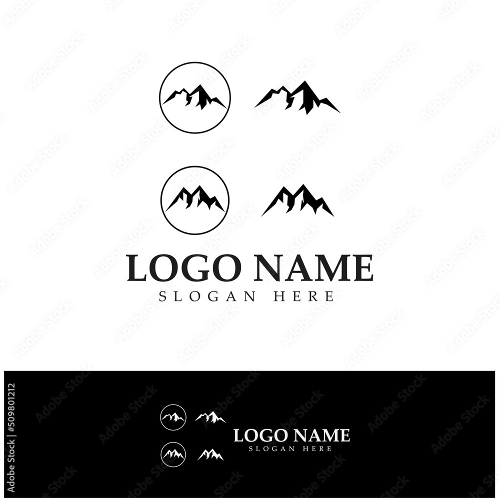 Sun Mountain Logo Icon Design – stock illustration