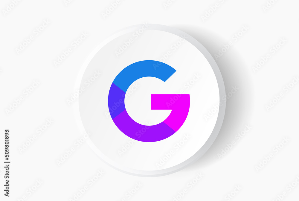 Initial Letter G Logo. Social media logo and icon. Blue, purple gradient on white isolated on background. Usable for business and branding logos. Flat vector logo design template element. - obrazy, fototapety, plakaty 