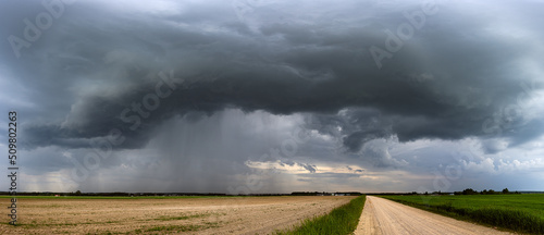 Canvas Print Storm clouds over field, extreme weather, dangerous storm