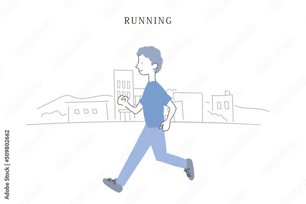 ランニングをする男性のイラスト ランニングをする男性のイラスト