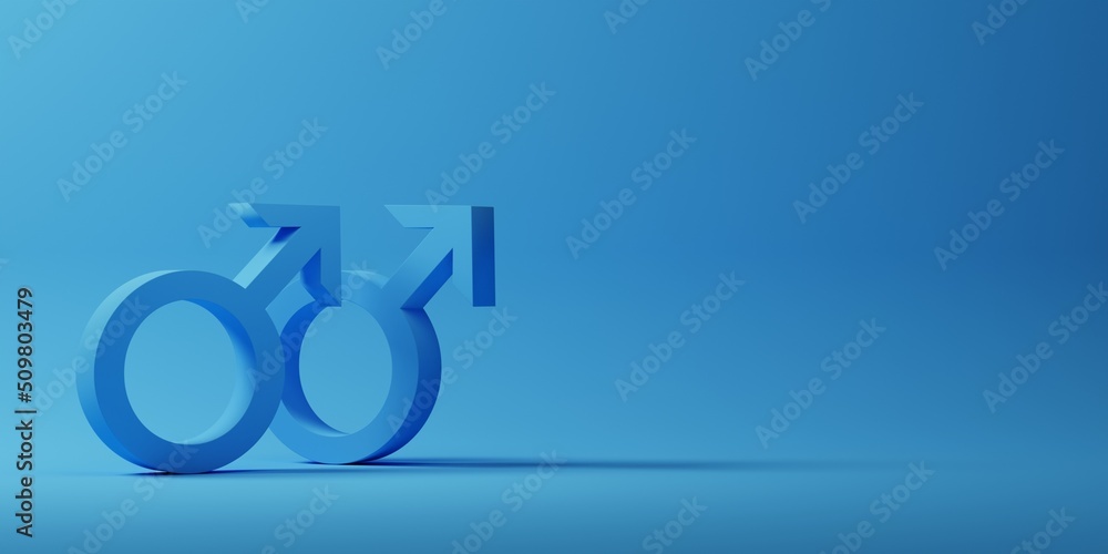 3D render of male symbols on blue background 3D render of male symbols on blue background