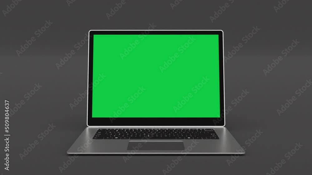 Modern Laptop Opening and Turning ON Green Screen Slim PC 4k Modern Laptop Opening and Turning ON Green Screen Slim PC 4k