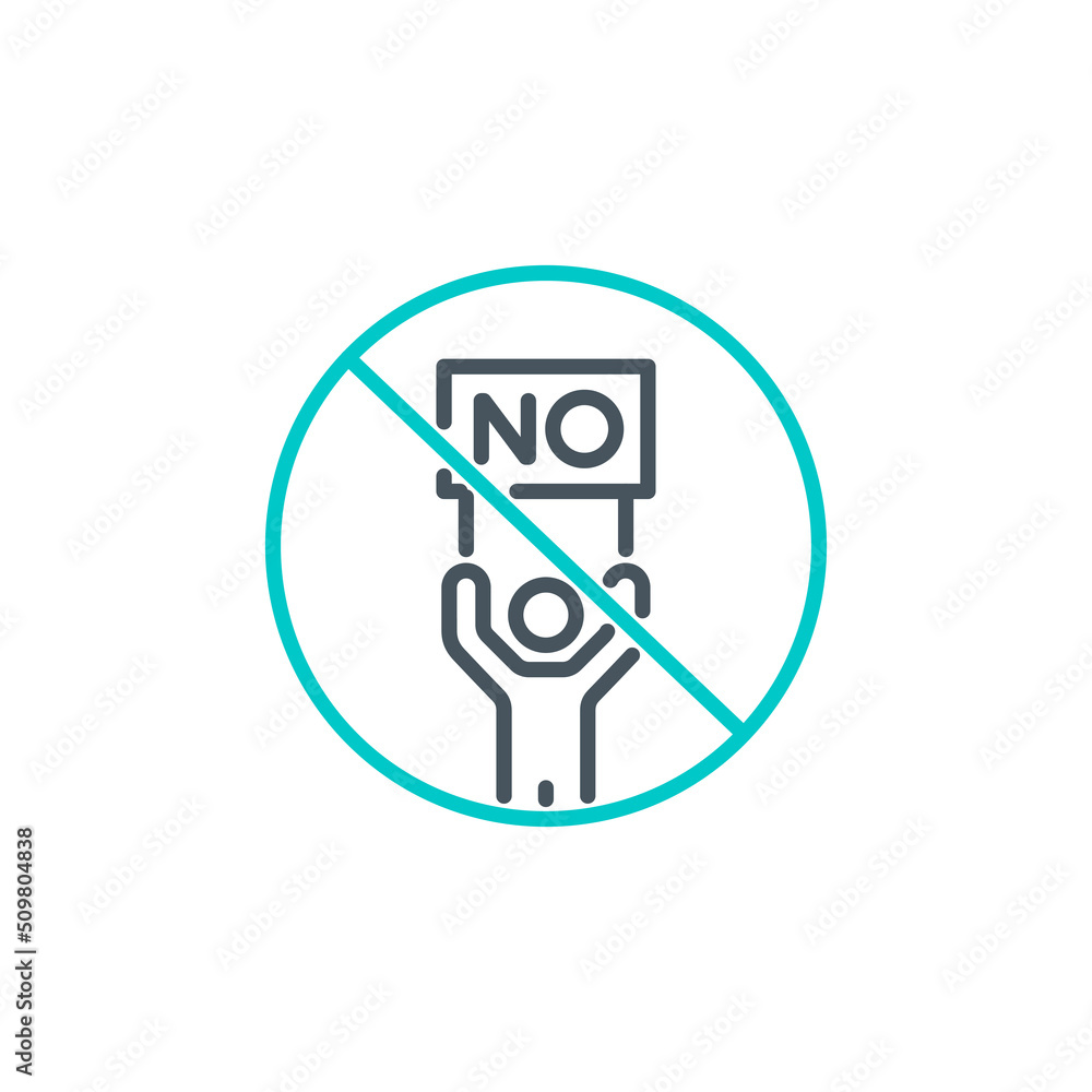 alone protester men with megaphone and poster no war single line icon isolated on white. Perfect outline symbol public demonstration strike. protester activist design element with editable Stroke line alone protester men with megaphone and poster no war single line icon isolated on white. Perfect outline symbol public demonstration strike. protester activist design element with editable Stroke line