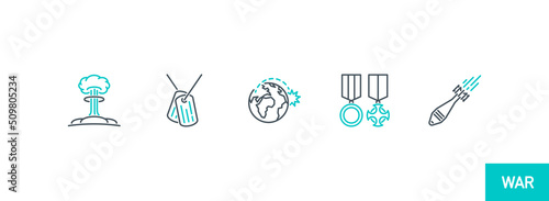 bombing with atomic aerial bombs line icon collection isolated on white. outline missile bombs avia attack symbols set. Nuclear bombing war banner. rocket bomb explosion element with editable stroke