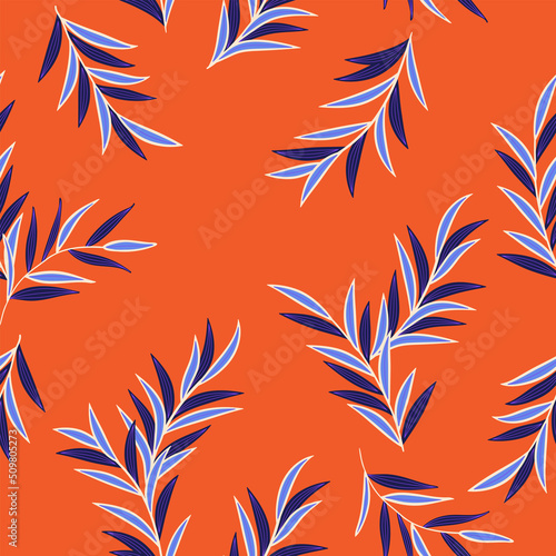 Botanical vector seamless pattern. Floral elements  branches and leaves elegance illustration. Jungle grass fashion print for fabric