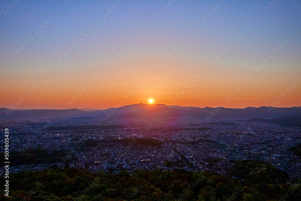 山頂からの夕陽
