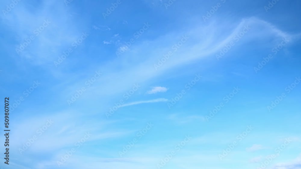 4K Sky Time lapse, Clear very nice soft blue sky, white rolling, fast motion timelapse cloud base clouds in horizon, Beautiful cloud space weather beautiful blue sky background.
