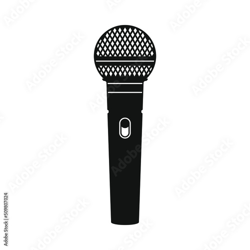 Vector isolated black microphone icon on white background