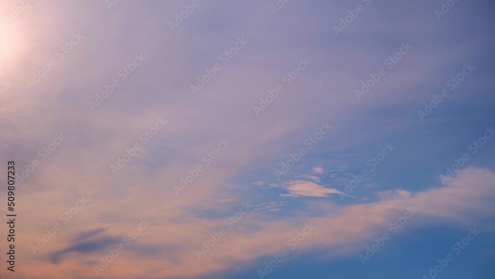 4K Time lapse of colorful sky during beautiful sunrise. Romantic clouds. Summer sky
4K Time lapse of colorful sky during beautiful sunrise. Romantic clouds. Summer sky