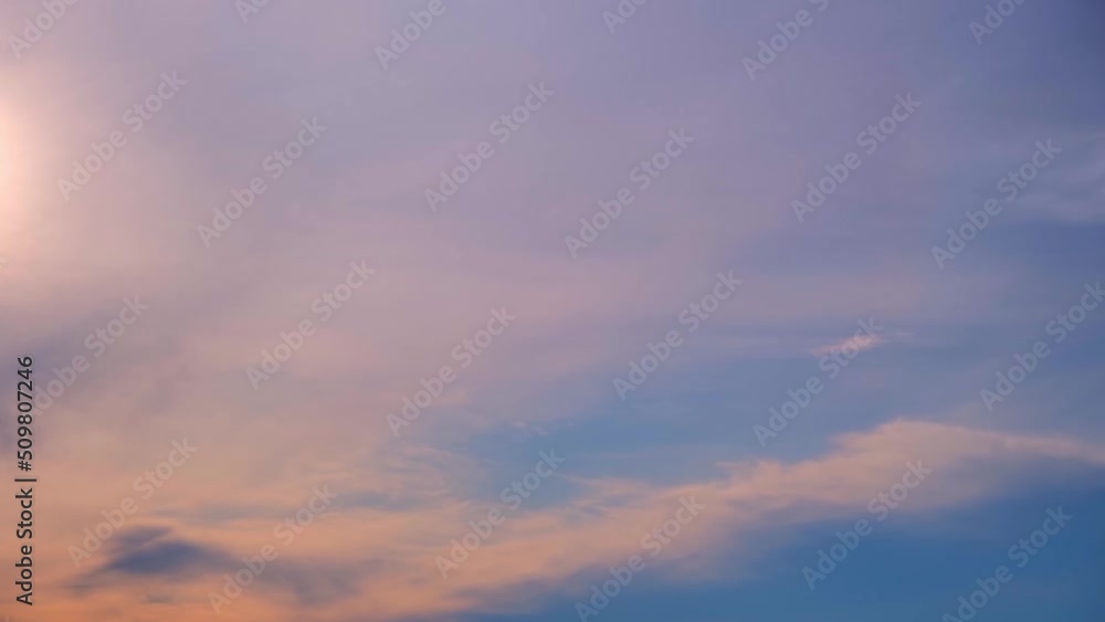 4K Sky Time lapse of Colorful clouds during the moving sun. Beautiful cloud space weather beautiful blue sky background.
4K Sky Time lapse of Colorful clouds during the moving sun. Beautiful cloud space weather beautiful blue sky background.