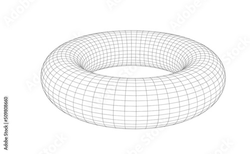 Vector illustration of a torus with wireframe mesh