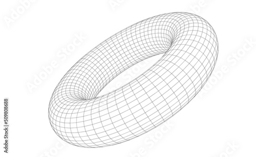 Vector illustration of a torus with wireframe mesh
