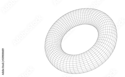 Vector illustration of a torus with wireframe mesh