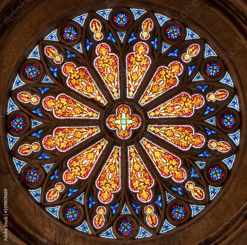 VALENCIA, SPAIN - FEBRUAR 16, 2022: The rosette of church Iglesia de Santa Ca...