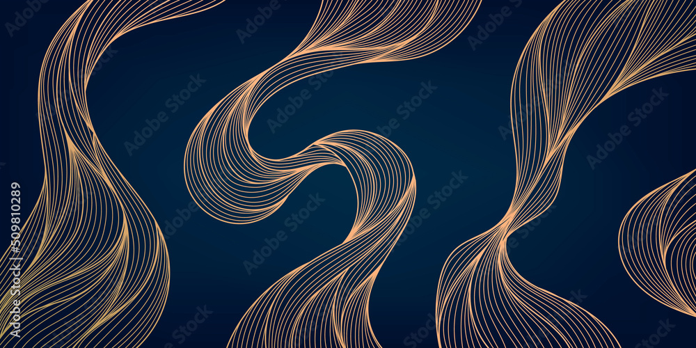 Vector abstract golden luxury pattern, lines background. Line arts