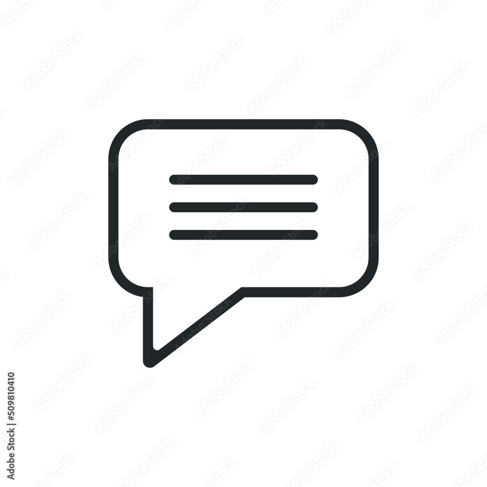Speech bubble thin, line icon on white background. Speech bubble thin, line icon on white background.