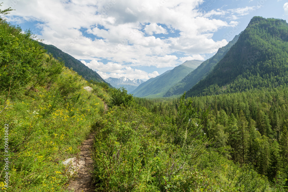 Landscape of Altai mountains on the way to Kucherlinskoe lake. Altai region, Siberia, Russia