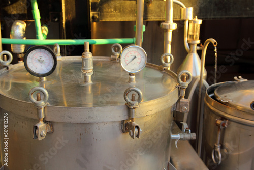 distillation of essential oils in factory