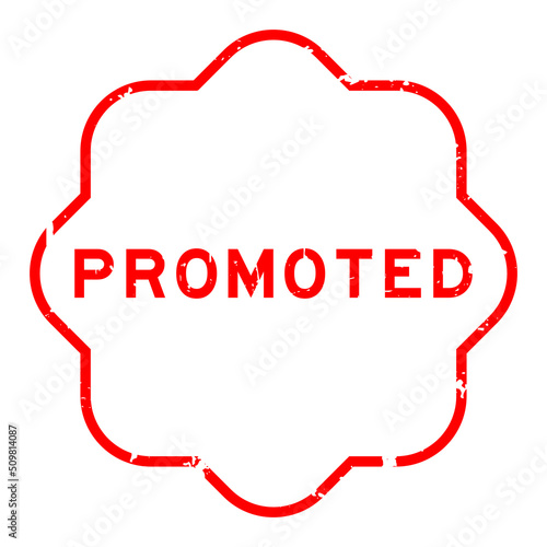 Grunge red promoted word rubber seal stamp on white background
