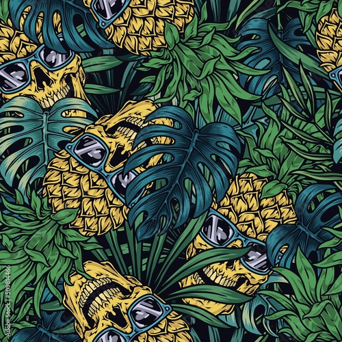 Horror tropics colorful pattern seamless