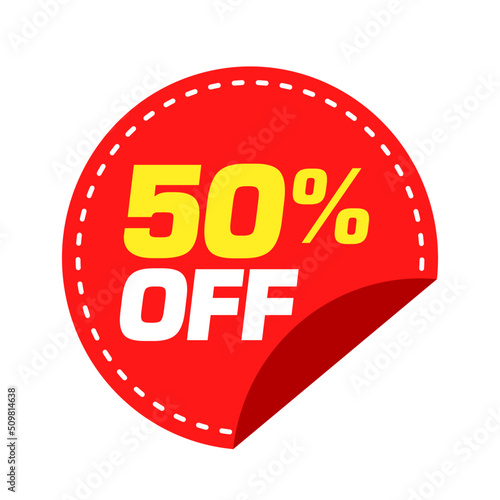 50% off discount lable vector illustration