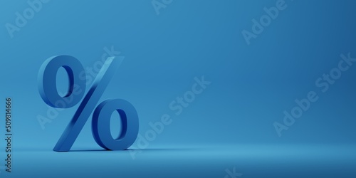 3D render of percentage symbol on blue background