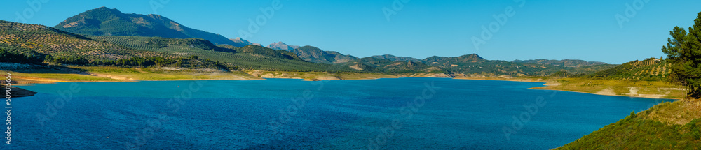 Iznajar reservoir, in Spain, web banner
