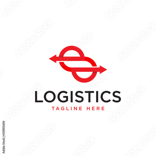 Logistic logo, letter s, and arrow combination, Flat style Logo Design Template, vector illustration
