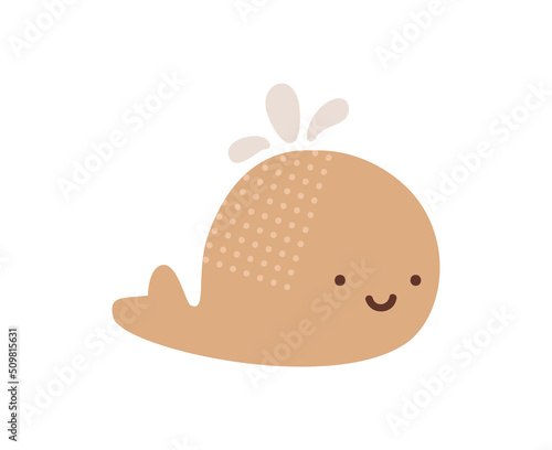 Hand drawn Cute Vector whale. doodle illustration Coloring book for children. Marine flora and fauna. Animals in ocean